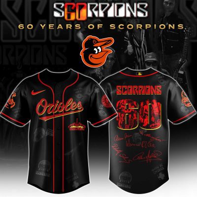 Baltimore Orioles MLB x Scorpions 60th Anniversary Tour Personalized Baseball Jersey For Fans