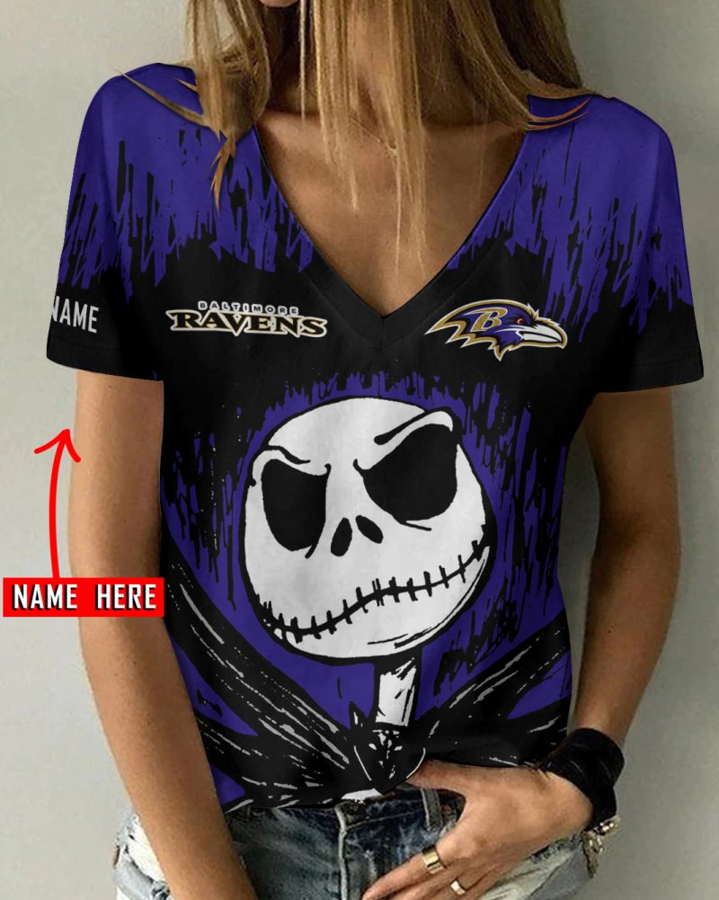 Baltimore Ravens Personalized V-neck Women T-shirt  VNT1041