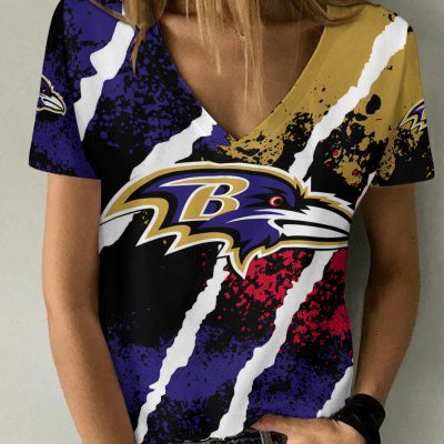Baltimore Ravens V-neck Women T-shirt  VNT1044