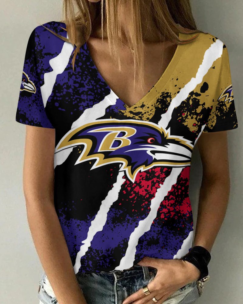 Baltimore Ravens V-neck Women T-shirt  VNT1044