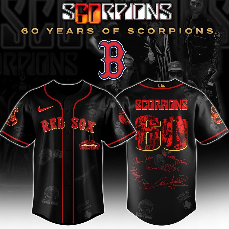Boston Red Sox MLB x Scorpions 60th Anniversary Tour Personalized Baseball Jersey For Fans
