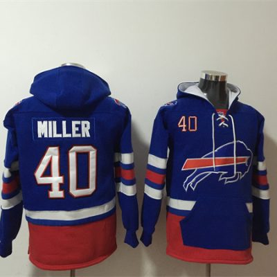 Buffalo Bills #40 Von Miller Royal Ageless Lace-Up Pullover Hoodie