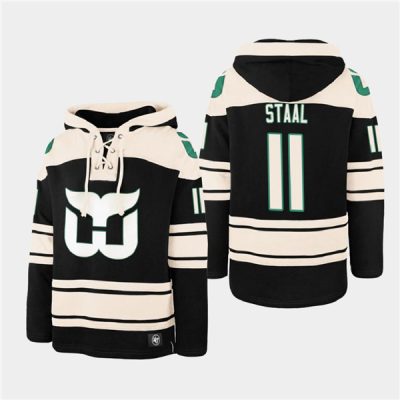 Carolina Hurricanes #11 Jordan Staal Black Ageless Lace-Up Pullover Hoodie
