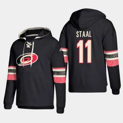 Carolina Hurricanes #11 Jordan Staal Black Ageless Lace-Up Pullover Hoodie