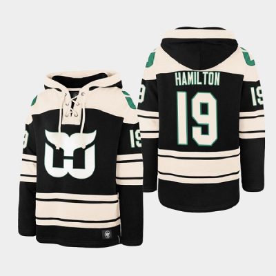 Carolina Hurricanes #19 Dougie Hamilton Black Ageless Lace-Up Pullover Hoodie