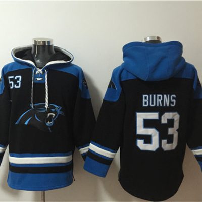 Carolina Panthers #53 Brian Burns Black Ageless Lace-Up Pullover Hoodie