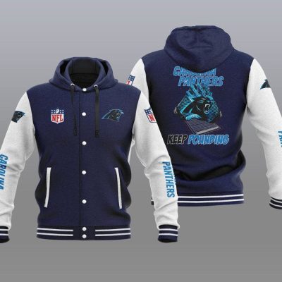 Carolina Panthers Hooded Button Jacket with Hood - Navy
