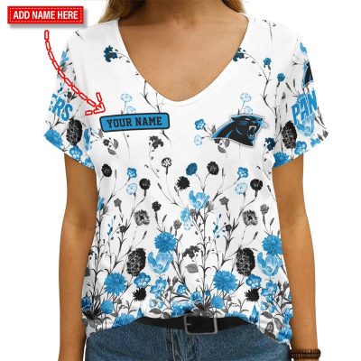 Carolina Panthers Personalized V-neck Women T-shirt VNT1066