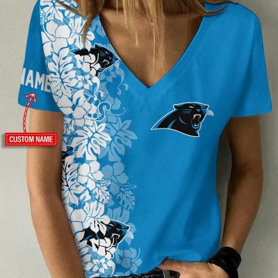Carolina Panthers Personalized V-neck Women T-shirt VNT1070