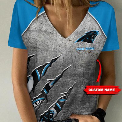 Carolina Panthers Personalized V-neck Women T-shirt  VNT1074