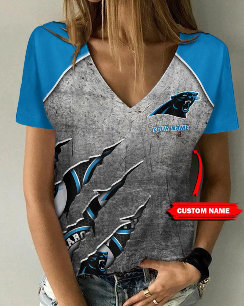 Carolina Panthers Personalized V-neck Women T-shirt  VNT1074