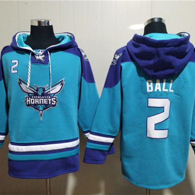 Charlotte Hornets #2 LaMelo Ball Aqua Lace-Up Pullover Hoodie