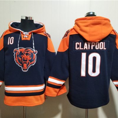 Chicago Bears #10 Chase Claypool Navy Ageless Lace-Up Pullover Hoodie
