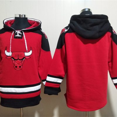 Chicago Bulls Blank Red/Black Ageless Lace-Up Pullover Hoodie