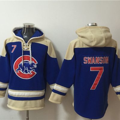 Chicago Cubs #7 Dansby Swanson Ageless Lace-Up Pullover Hoodie