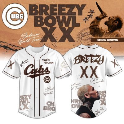 Chicago Cubs MLB x Chris Brown Breezy Bowl XX Stadium World Tour Personalized Baseball Jersey For Fans