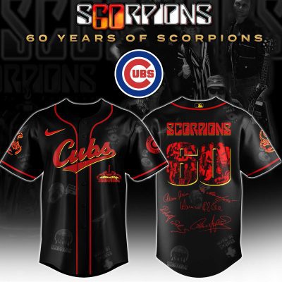 Chicago Cubs MLB x Scorpions 60th Anniversary Tour Personalized Baseball Jersey For Fans