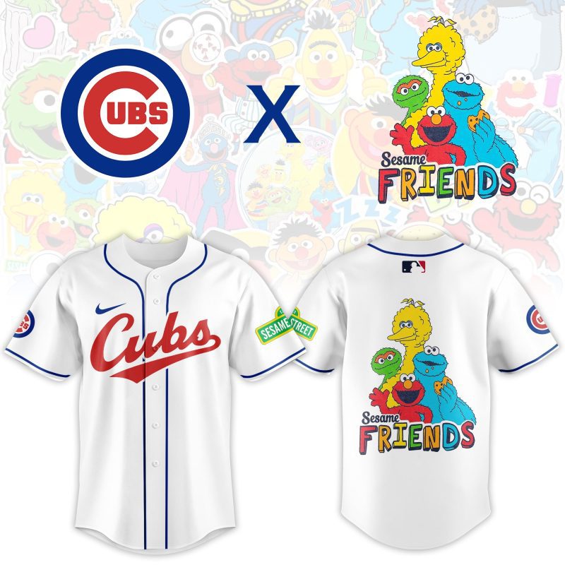 Chicago Cubs MLB x Sesame Street Night Personalized Baseball Jersey For Fans