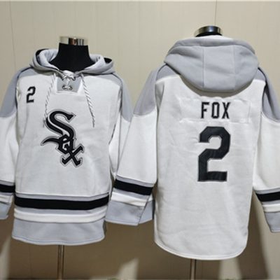 Chicago White Sox #2 Nellie Fox White Ageless Lace-Up Pullover Hoodie