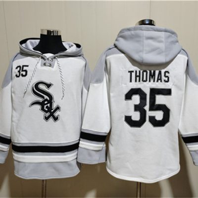 Chicago White Sox #35 Frank Thomas White Ageless Lace-Up Pullover Hoodie