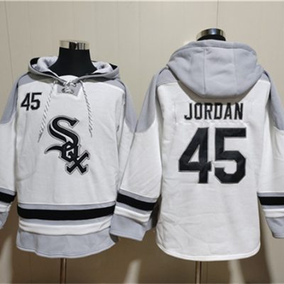 Chicago White Sox #45 Michael Jordan White Ageless Lace-Up Pullover Hoodie