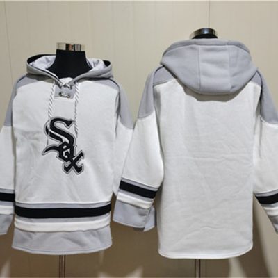 Chicago White Sox Blank White Ageless Lace-Up Pullover Hoodie