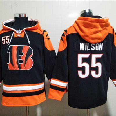 Cincinnati Bengals #55 Logan Wilson Orange/Black Ageless Lace-Up Pullover Hoodie