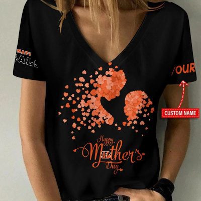 Cincinnati Bengals Happy Mother's Day Summer Women V-neck T-shirt  VNT1091