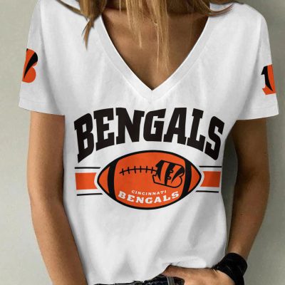 Cincinnati Bengals Personalized V-neck Women T-shirt  VNT1101