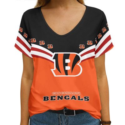 Cincinnati Bengals Personalized V-neck Women T-shirt VNT1102
