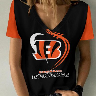 Cincinnati Bengals V-neck Women T-shirt  VNT1104