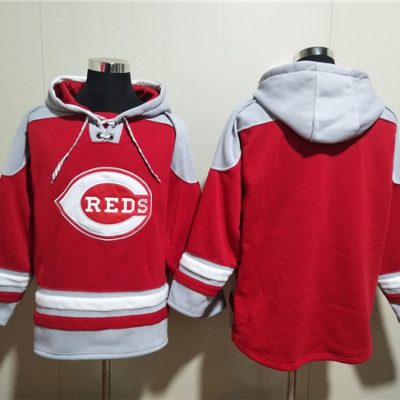 Cincinnati Reds Blank Red Ageless Lace-Up Pullover Hoodie