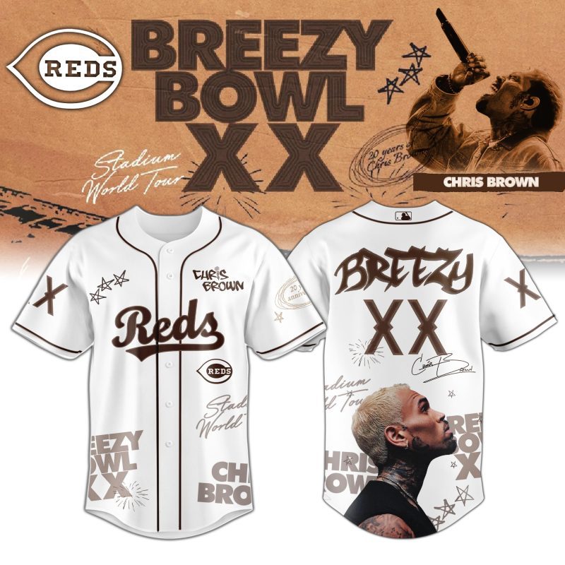 Cincinnati Reds MLB x Chris Brown Breezy Bowl XX Stadium World Tour Personalized Baseball Jersey For Fans