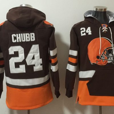 Cleveland Browns #24 Nick Chubb Black Ageless Lace-Up Pullover Hoodie