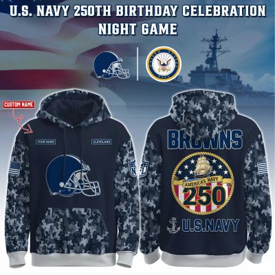 Cleveland Browns Navy 250th Birthday Unisex Performance Hoodie