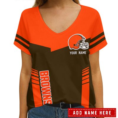Cleveland Browns Personalized V-neck Women T-shirt  VNT1109