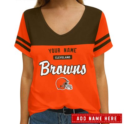 Cleveland Browns Personalized V-neck Women T-shirt  VNT1110