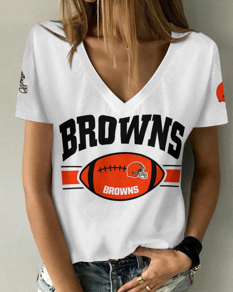 Cleveland Browns Personalized V-neck Women T-shirt  VNT1119