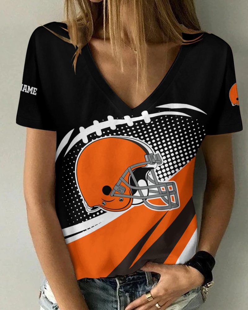 Cleveland Browns Personalized V-neck Women T-shirt  VNT1120