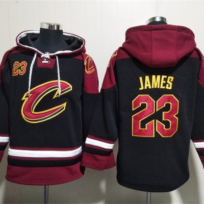Cleveland Cavaliers #23 LeBron James Black/Red Ageless Lace-Up Pullover Hoodie