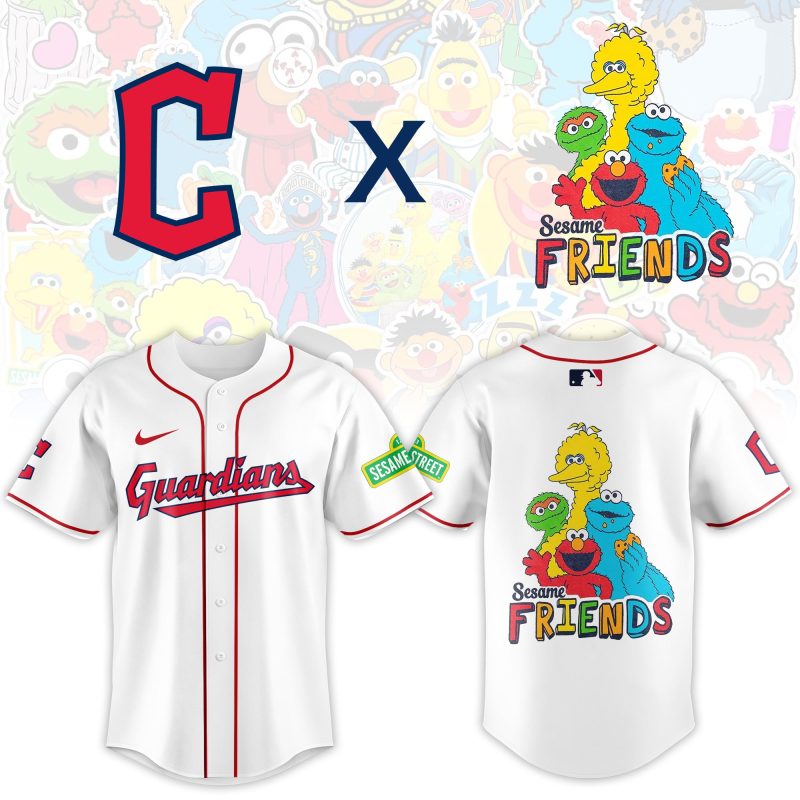 Cleveland Guardians MLB x Sesame Street Night Personalized Baseball Jersey For Fans