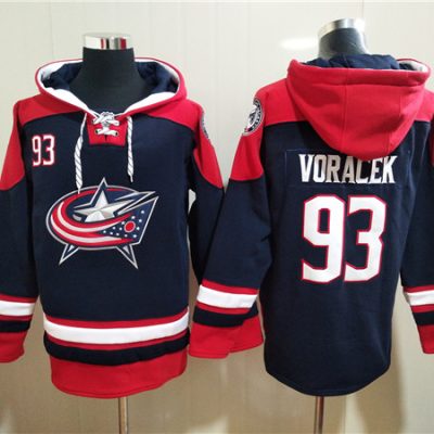 Columbus Blue Jackets #93 Jakub Voracek Navy Ageless Lace-Up Pullover Hoodie
