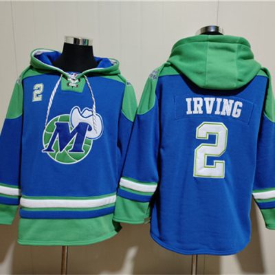Dallas Mavericks #2 Kyrie Irving Royal Ageless Lace-Up Pullover Hoodie