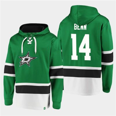 Dallas Stars #14 Jamie Benn Green Ageless Lace-Up Pullover Hoodie
