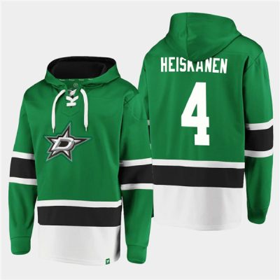 Dallas Stars #4 Miro Heiskanen Green Ageless Lace-Up Pullover Hoodie