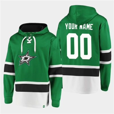Dallas Stars Active Player Custom Green Ageless Lace-Up Pullover Hoodie