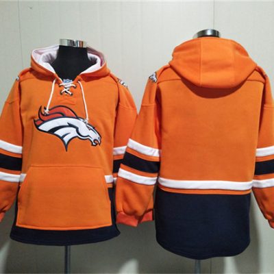 Denver Broncos Blank Orange Ageless Lace-Up Pullover Hoodie