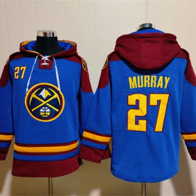 Denver Nuggets #27 Jamal Murray Blue/Red Lace-Up Pullover Hoodie