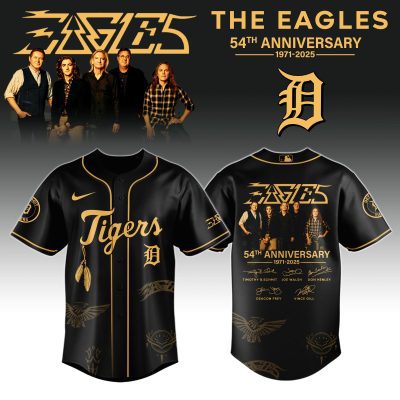Detroit Tigers MLB x The Eagles 54th Anniversary Tour Personalized Baseball Jersey For Fans