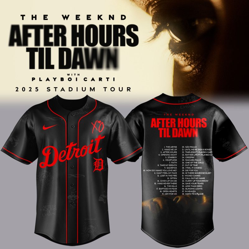 Detroit Tigers x The Weeknd After Hours Til Dawn 2025 Baseball Jersey